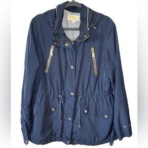 Michael Kors Navy Hooded Anorak Jacket Lined Utility Coat XL
